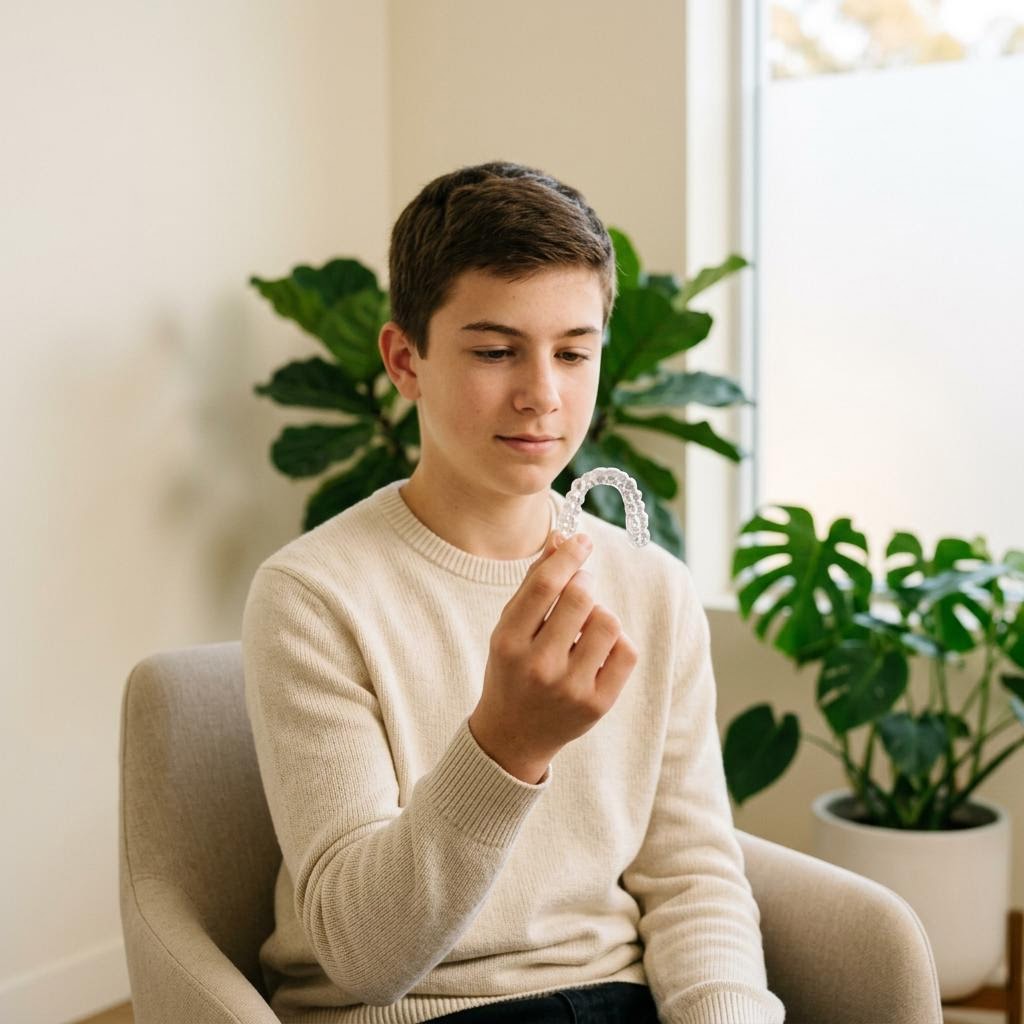 Transparenter Aligner bei einem jüngeren Patienten