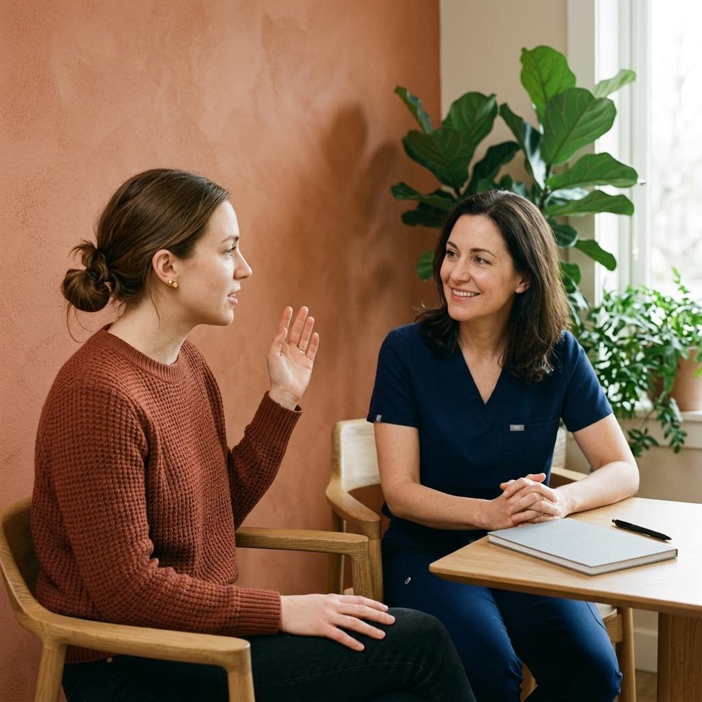 Patientin bei einer kieferorthopädischen Beratung