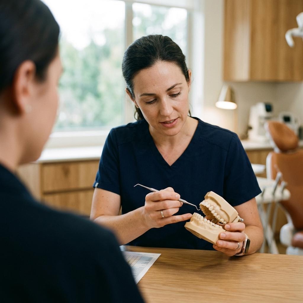 Kieferorthopädische Untersuchung von Zahnstellung und Biss am Modell