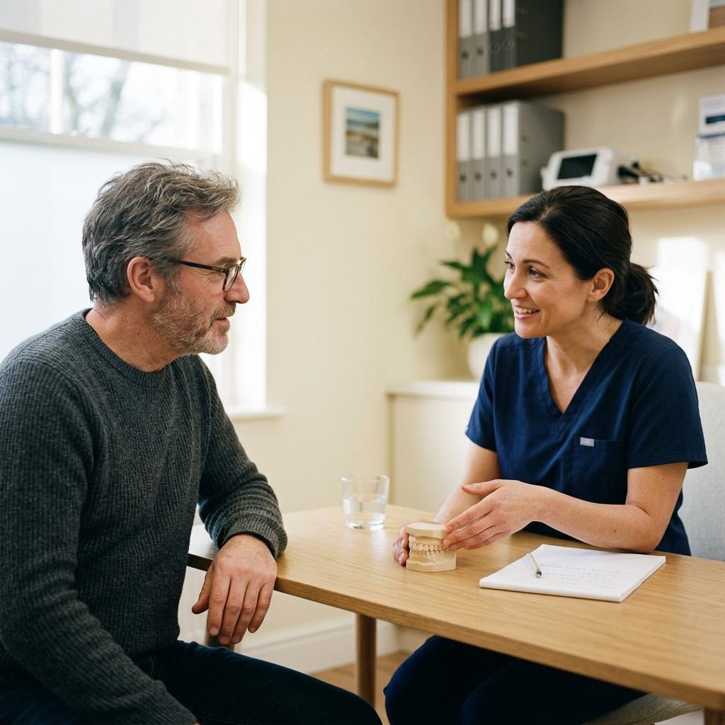 Kieferorthopädische Beratung eines erwachsenen Patienten