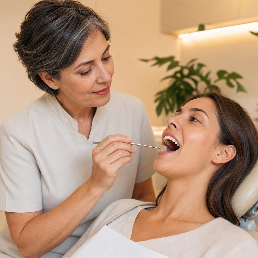 Kieferorthopädische Untersuchung vor einer Behandlung mit Alignern