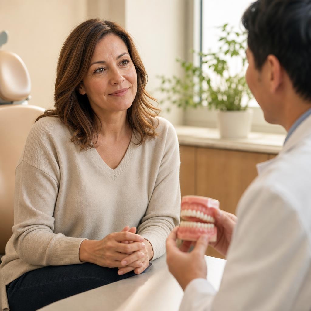 Kieferorthopädische Beratung für eine erwachsene Patientin