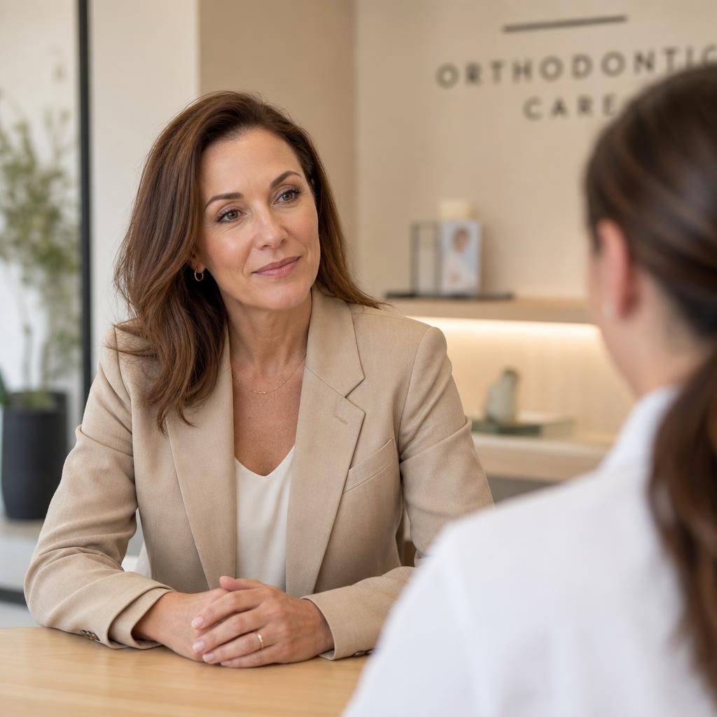 Kieferorthopädische Beratung für eine erwachsene Patientin