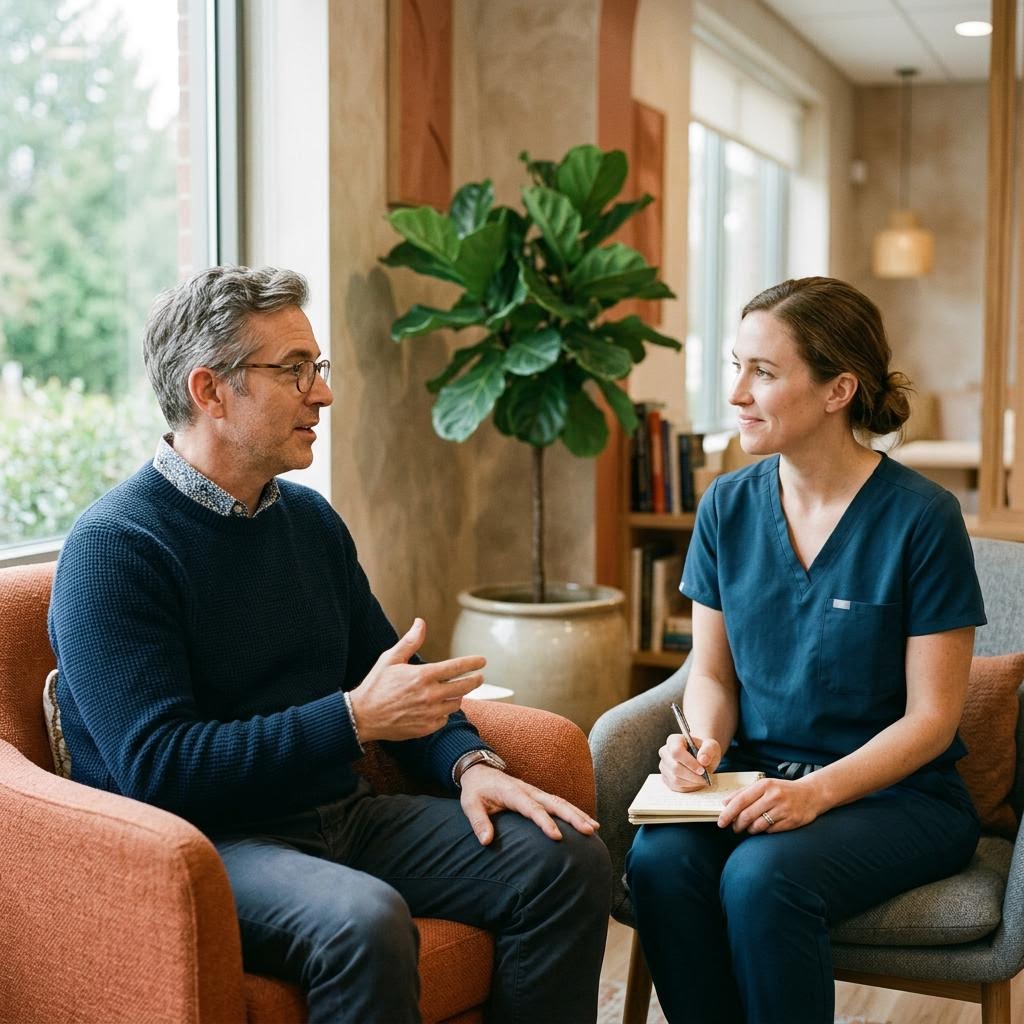 Patient im kieferorthopädischen Beratungsgespräch