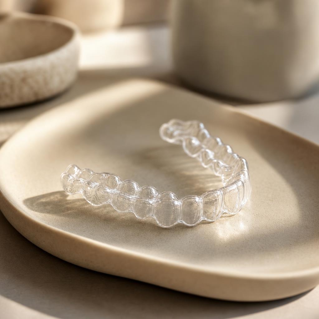 Transparenter Aligner zur kieferorthopädischen Zahnkorrektur